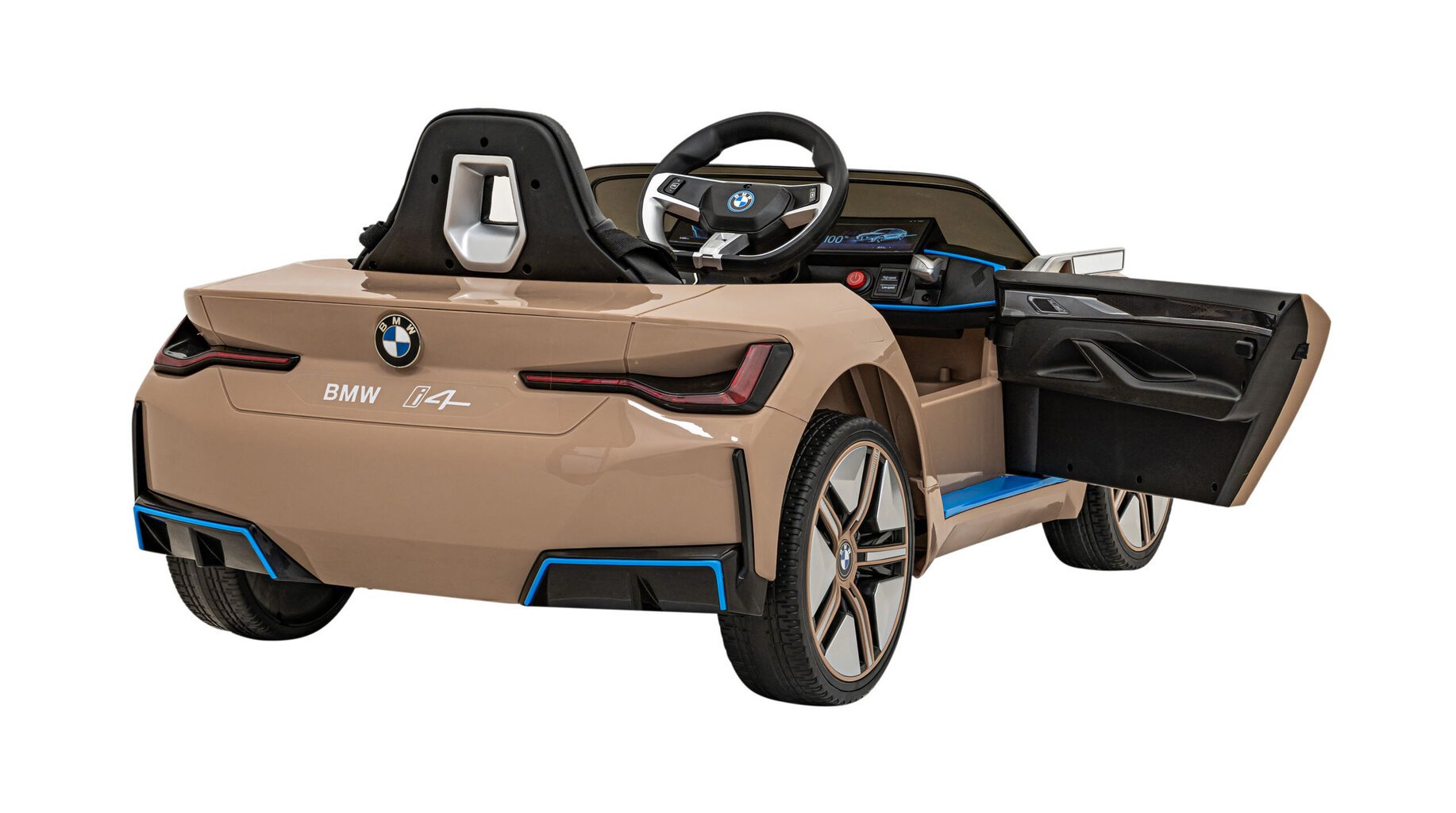 Ühekohaline laste elektriauto BMW I4, kuldne цена и информация | Laste elektriautod | kaup24.ee