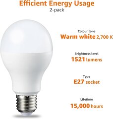 Basics LED- E27- 13W (ekvivalent 100W), soe valge, mittehämardatav – 5 tk. цена и информация | Лампочки | kaup24.ee