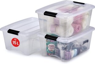 Пластиковый ящик для хранения, 15 л (набор из 3 шт.) цена и информация | Ящики для вещей | kaup24.ee