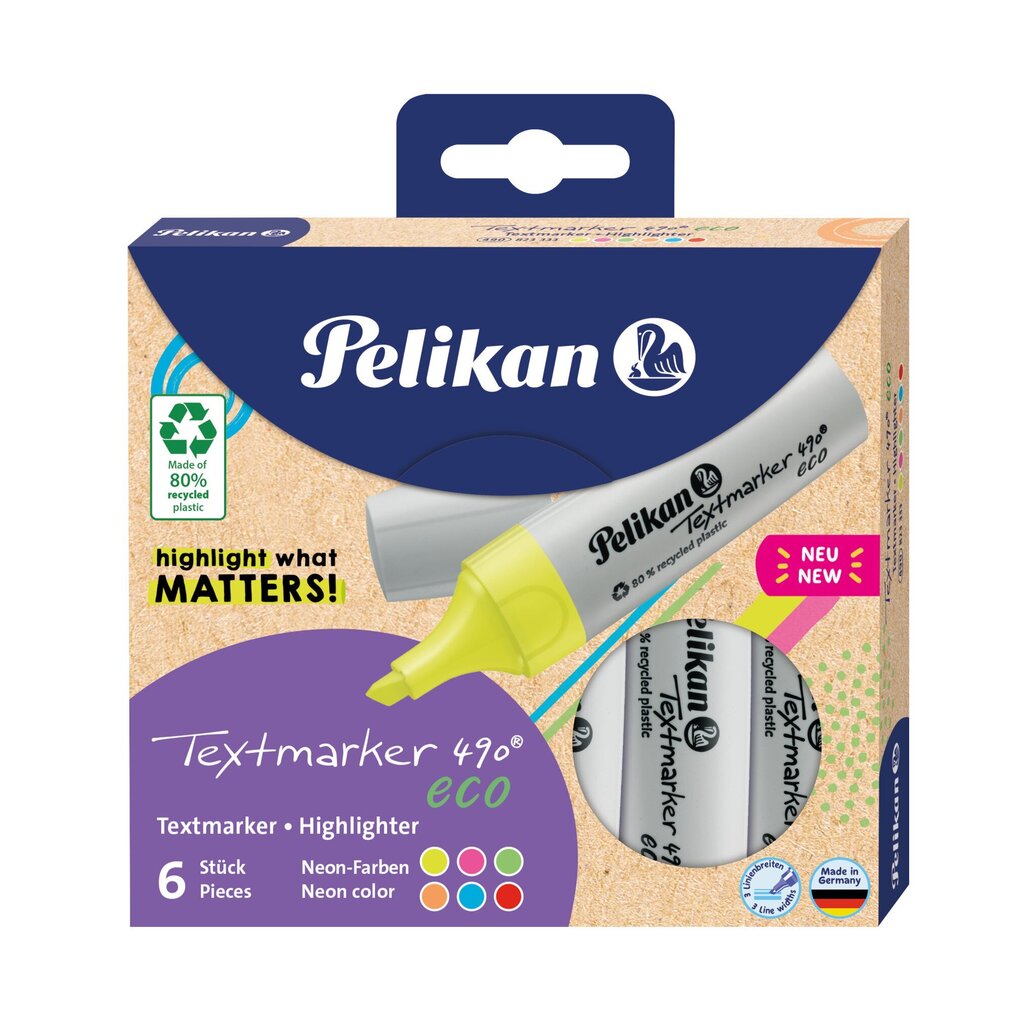 Tekstimarkerite komplekt Pelikan, 6 tk hind ja info | Kirjatarbed | kaup24.ee