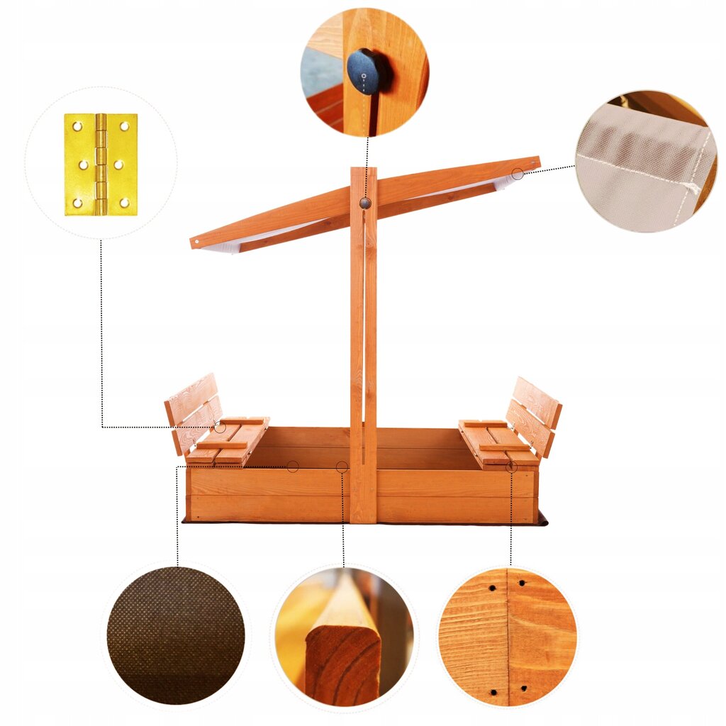 Liivakast SunWood, puidust, 120x120x120 cm цена и информация | Liivakastid, liiv ja mänguasjad | kaup24.ee