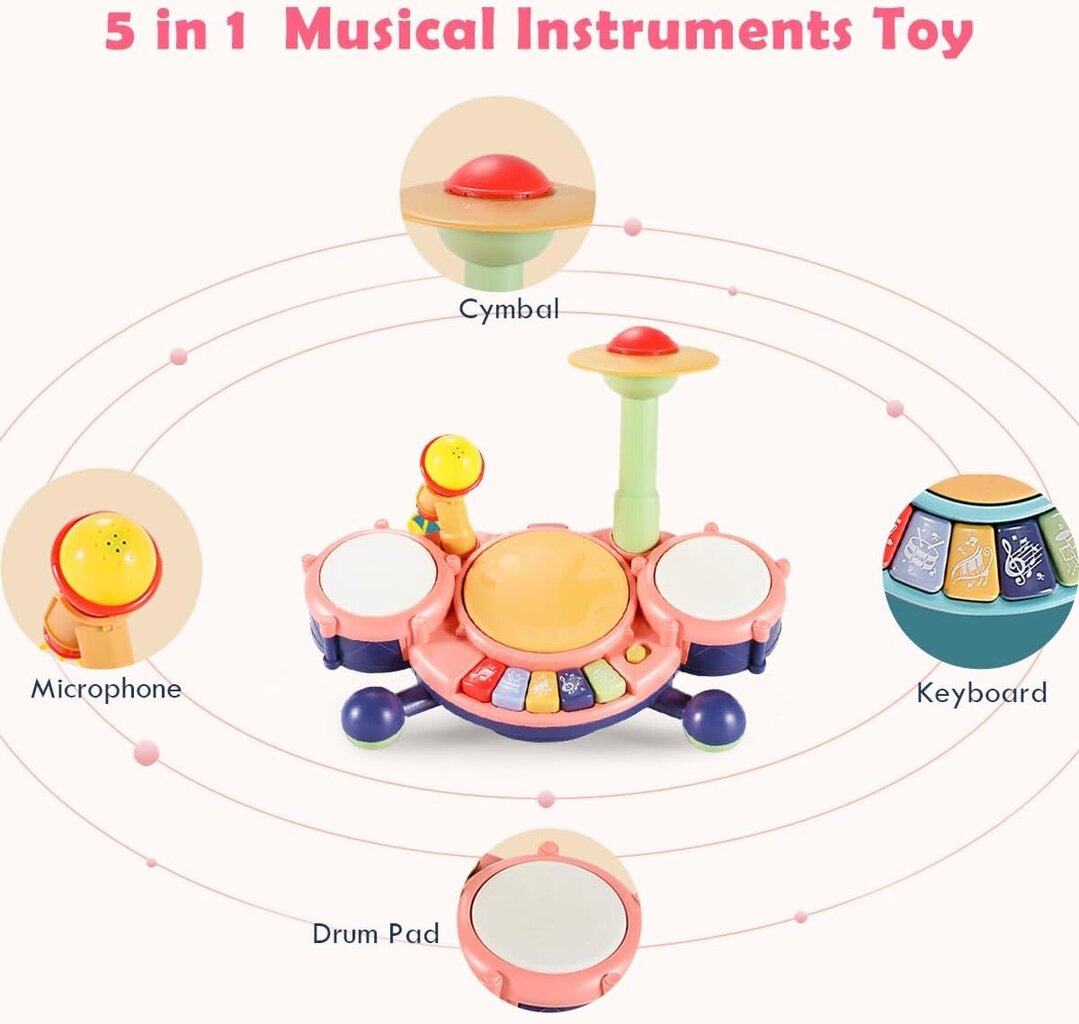 Laste trummikomplekt 5in1 hind ja info | Arendavad mänguasjad | kaup24.ee