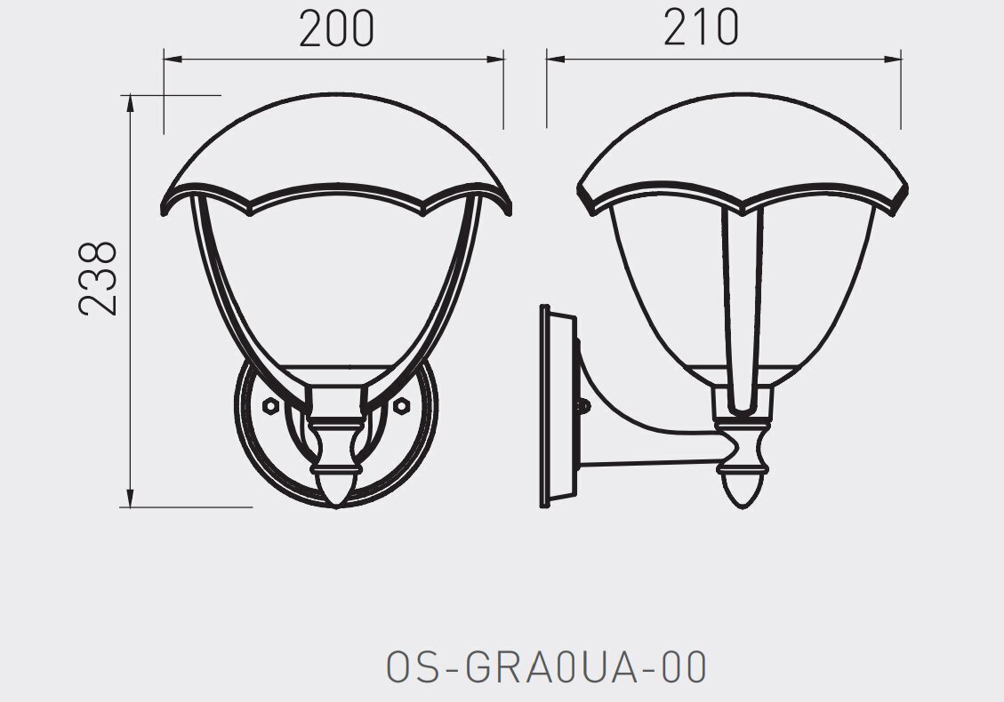 Väliseinavalgusti GRANDE, E27, MAX.60W, IP54, Must, OS-GRA0UA-00 hind ja info | Aia- ja õuevalgustid | kaup24.ee