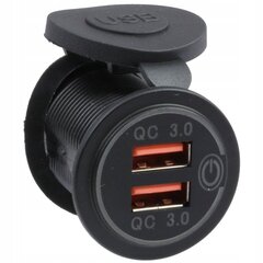 Qc Charge Socket 2x Usb 3.0a Quick Charge Red, Universal, Black, ME Premium цена и информация | Автомобильные электропринадлежности 12V | kaup24.ee