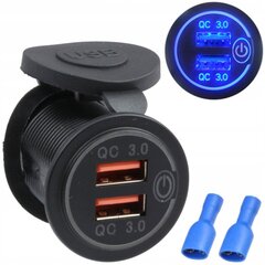 Qc Charge Socket 2x Usb 3.0a Quick Charge 2x Usb 3.0a Quick Charge, Универсальный, Черный, ME Premium цена и информация | Автомобильные электропринадлежности 12V | kaup24.ee