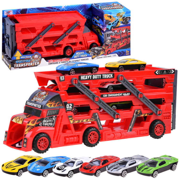 Mänguauto TIR koos 6 mänguautoga цена и информация | Poiste mänguasjad | kaup24.ee