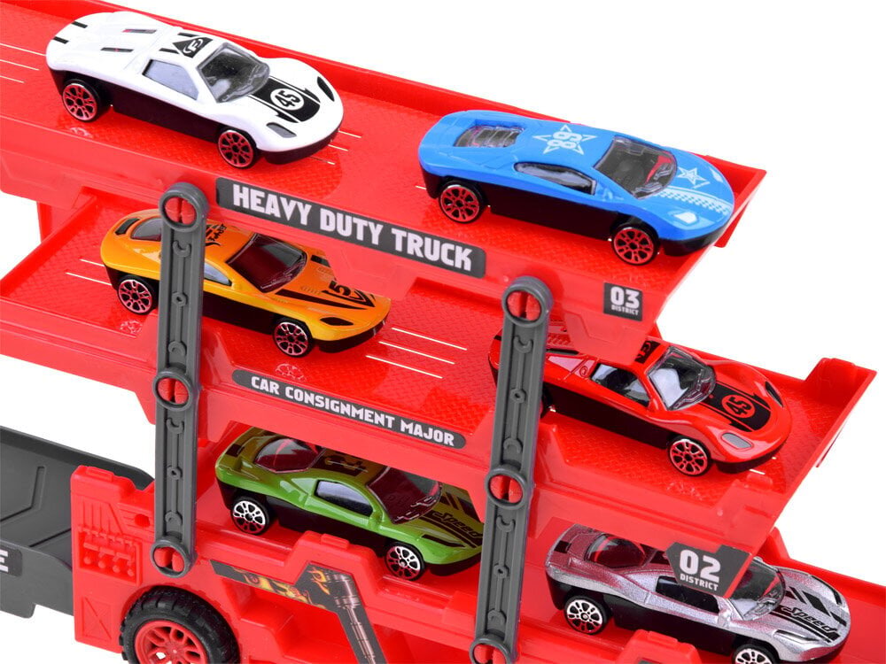 Mänguauto TIR koos 6 mänguautoga цена и информация | Poiste mänguasjad | kaup24.ee