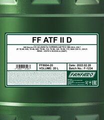 Käigukastiõli Fanfaro ATF Dexron II, 20L цена и информация | Другие масла | kaup24.ee