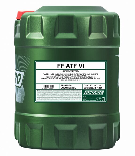Automaatkäigukasti õli Fanfaro 8615 ATF Dexron VI , 20l hind ja info | Eriotstarbelised määrdeõlid ja -vedelikud | kaup24.ee