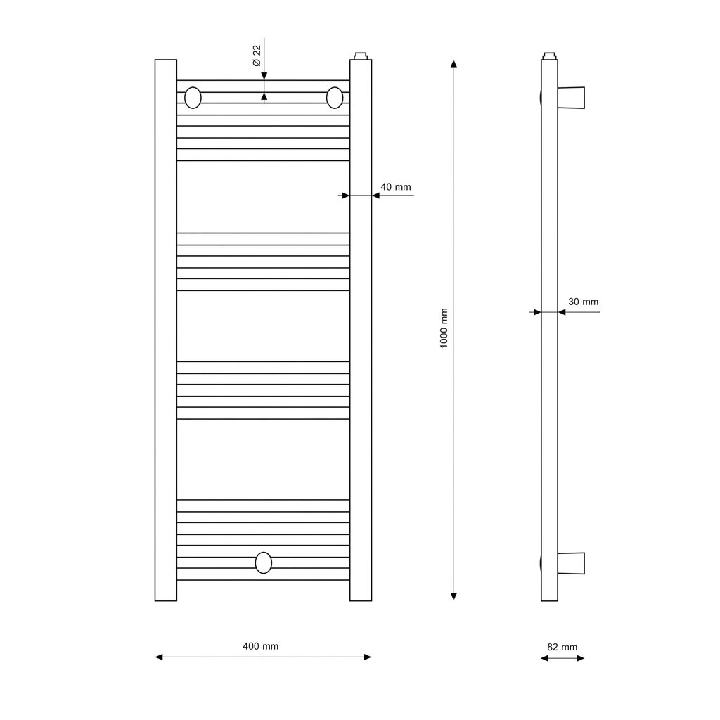 Vannitoa radiaator Puerto, must, 100/40 cm цена и информация | Vannitoa radiaatorid ja käterätikuivatid | kaup24.ee