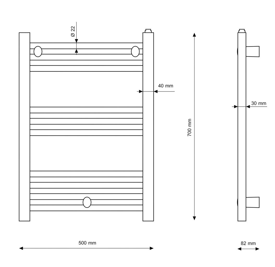 Vannitoa radiaator redelradiaator Puerto 50/70 cm must цена и информация | Vannitoa radiaatorid ja käterätikuivatid | kaup24.ee