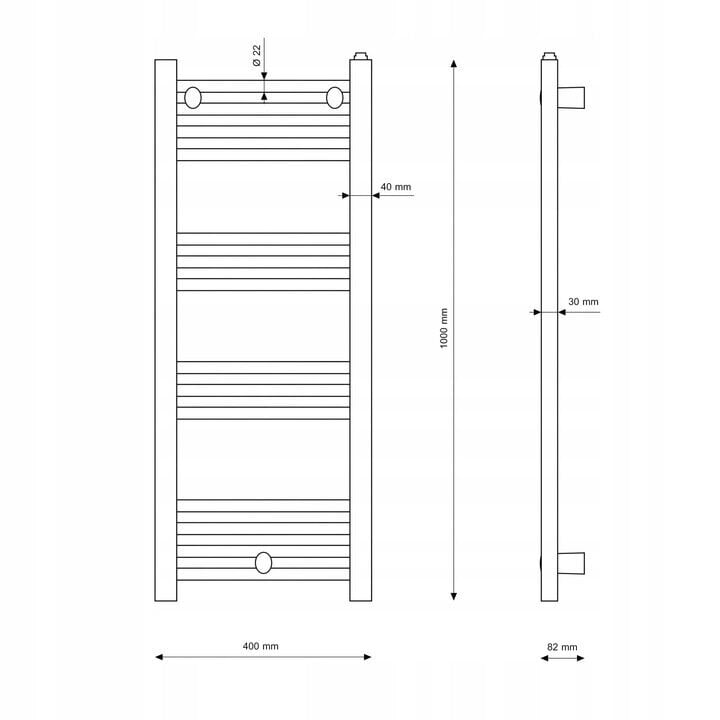 Vannitoa radiaator Puerto, valge, 40/100 cm hind ja info | Vannitoa radiaatorid ja käterätikuivatid | kaup24.ee