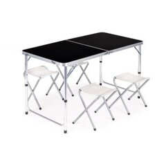 Складной стол с 4 стульями ModernHome 1HTA120R, черный цена и информация | Комплекты уличной мебели | kaup24.ee
