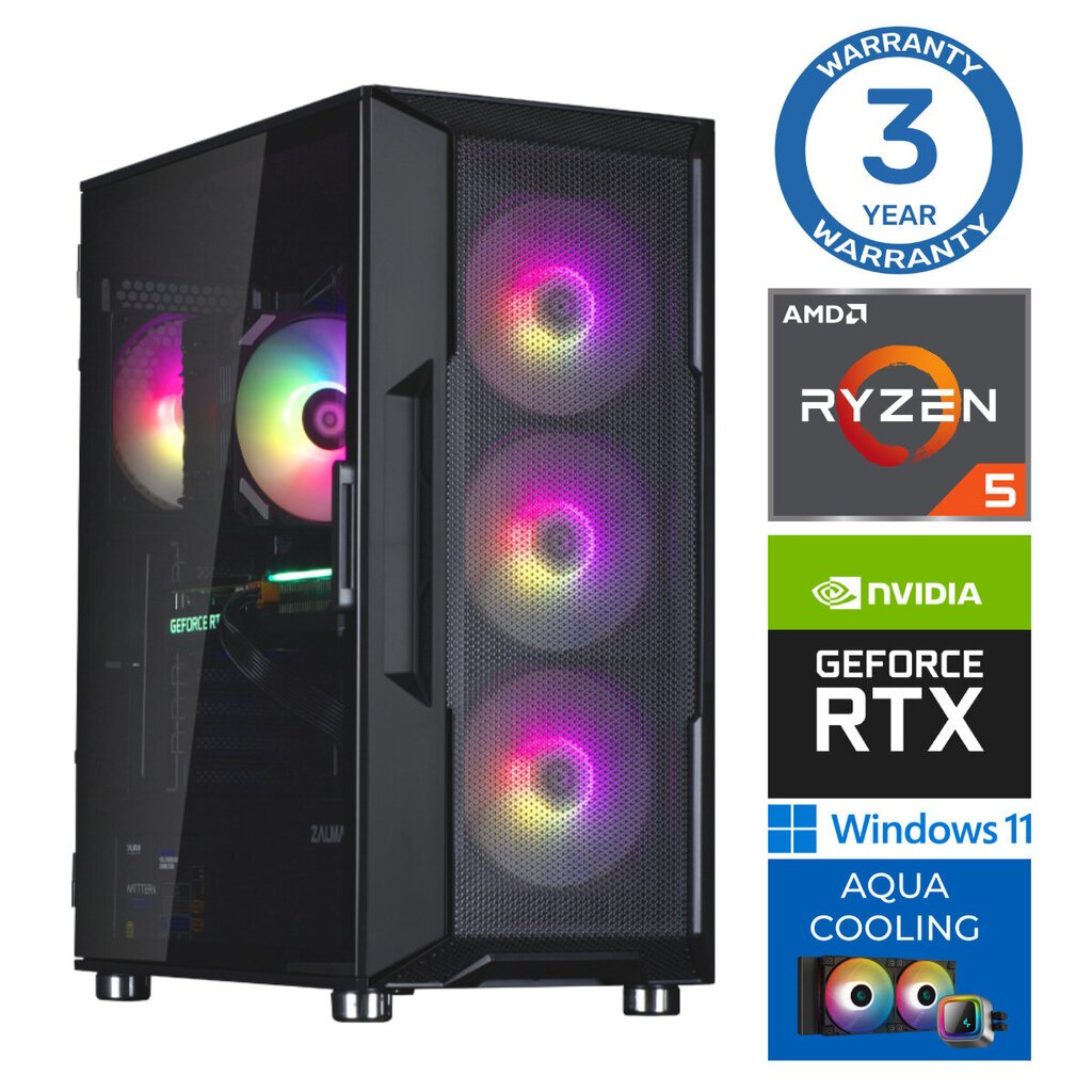 INTOP AQUA Ryzen 5 7600X 16GB DDR5 1TB SSD M.2 NVME+2TB RTX4060 8GB WIN11Pro цена и информация | Lauaarvutid | kaup24.ee