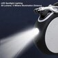 LED taskulambiga automaatne jalutusrihm, 5 m, max 30 kg, valge hind ja info | Koerte jalutusrihmad | kaup24.ee