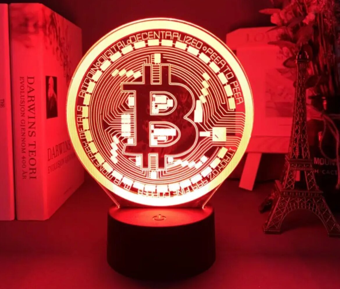 3D LED öövalgusti koos puldiga - Bitcoin hind ja info | Peokaunistused | kaup24.ee