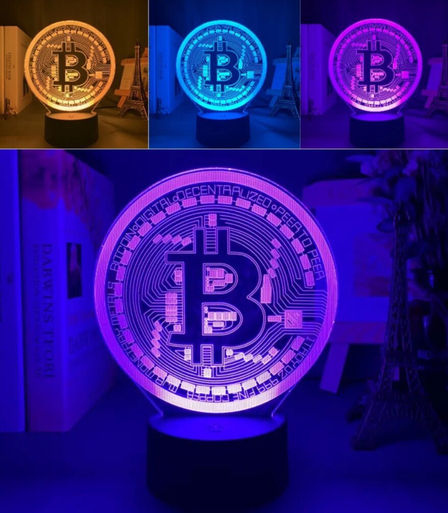 3D LED öövalgusti koos puldiga - Bitcoin hind ja info | Peokaunistused | kaup24.ee