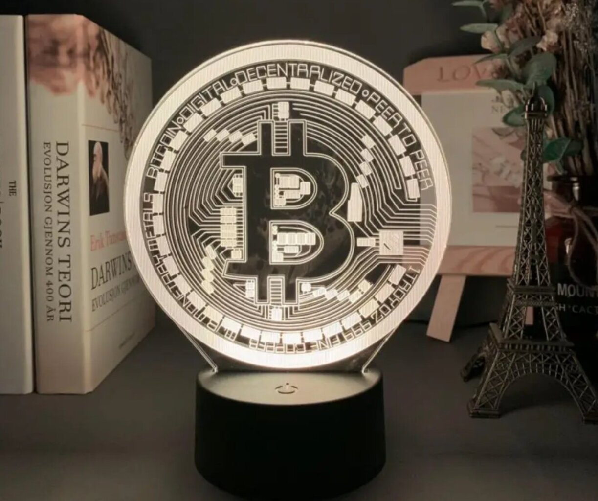 3D LED öövalgusti koos puldiga - Bitcoin hind ja info | Peokaunistused | kaup24.ee