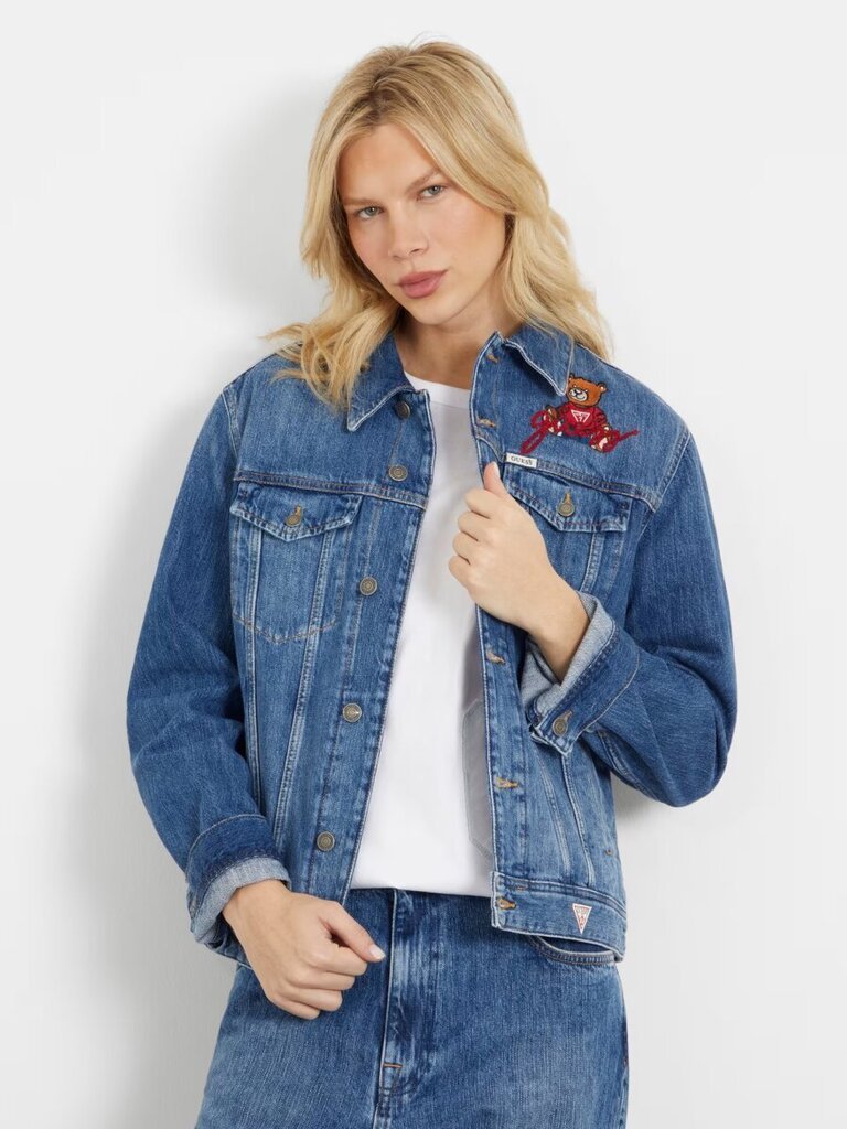 Guess Jeans Jope naistele Dillon Jacket Dictionary M4RXN1 D58R2 DICT, sinine hind ja info | Naiste joped ja parkad | kaup24.ee