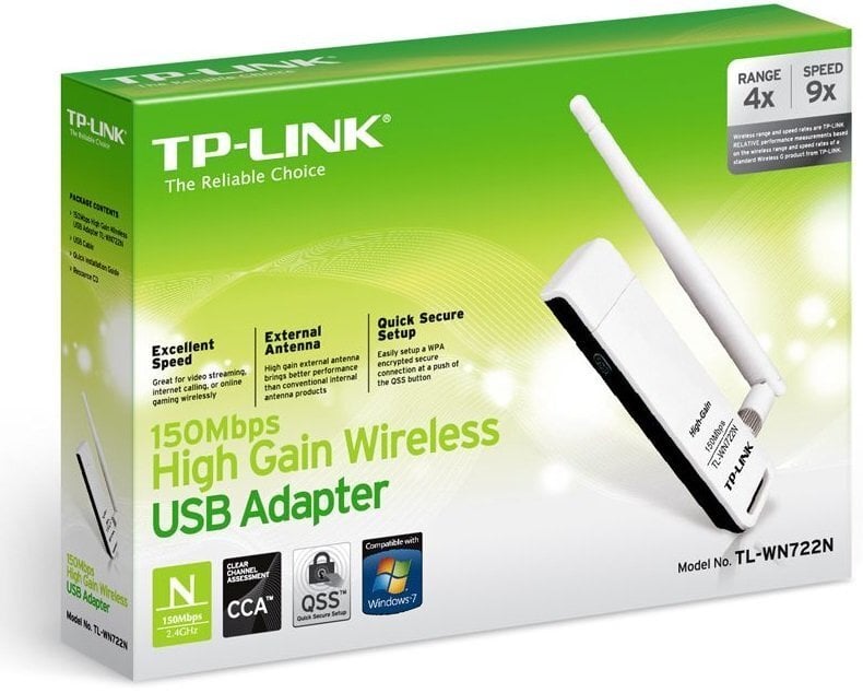 TP-Link TL-WN722N, 802.11b/g/n, 150 Mbps hind ja info | Ruuterid | kaup24.ee