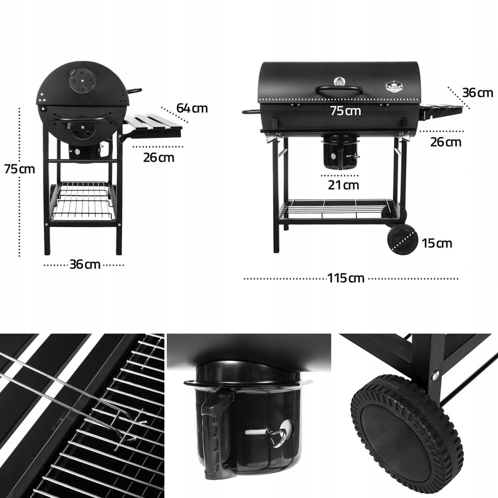 Grill Five-Star Grill&Chill, 115x71 cm, must hind ja info | Grillid | kaup24.ee