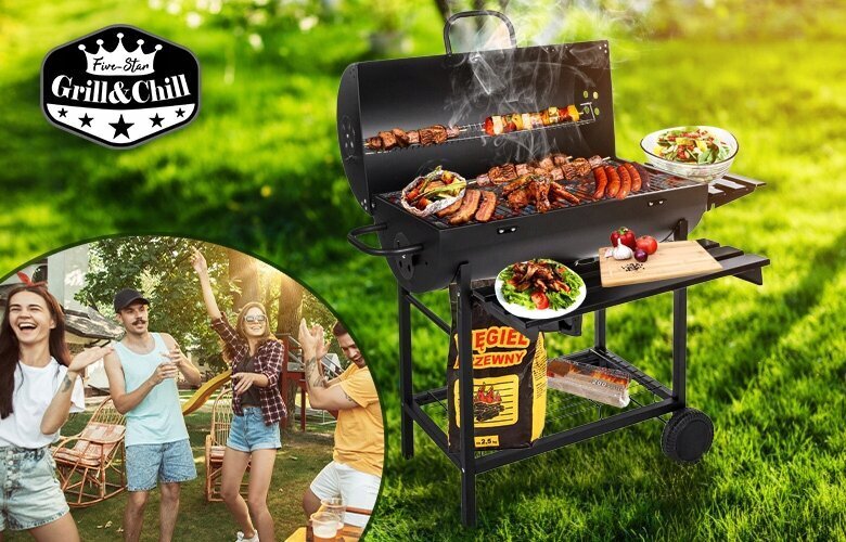 Grill Five-Star Grill&Chill, 115x71 cm, must hind ja info | Grillid | kaup24.ee