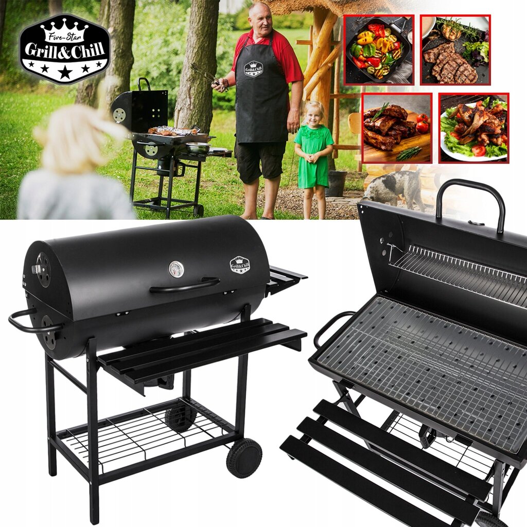 Grill Five-Star Grill&Chill, 115x71 cm, must hind ja info | Grillid | kaup24.ee