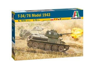 Italeri - T-34/76 Model 1943, 1/72, 7078 цена и информация | Конструкторы и кубики | kaup24.ee