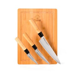 Fissman набор ножей с деревянной доской, 4 шт. цена и информация | Ножи и аксессуары для них | kaup24.ee