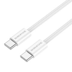 USB cable Borofone BX104 USB-C to USB-C 60W 1.0 м, белый цена и информация | Borofone 43757-uniw | kaup24.ee