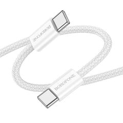 USB cable Borofone BX104 USB-C to USB-C 60W 1.0 м, белый цена и информация | Borofone 43757-uniw | kaup24.ee