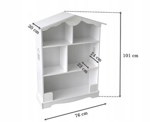 Книжный шкаф в форме домика, белый цена и информация | Полки для книг и игрушек | kaup24.ee