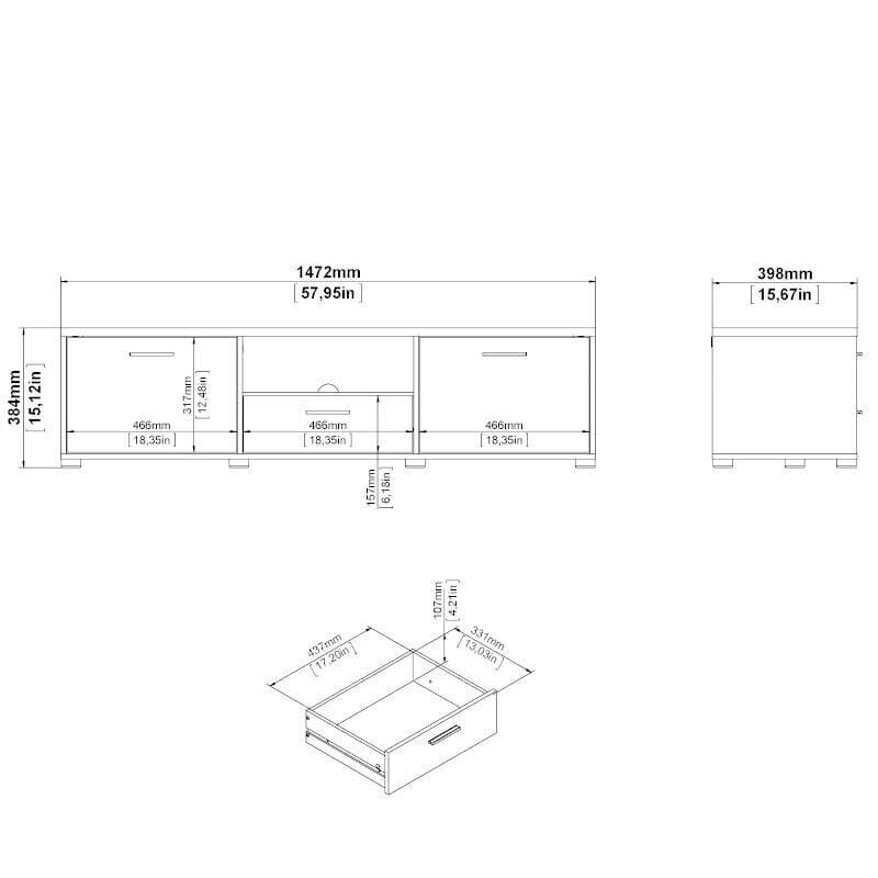 TV laud Aatrium Media, 147,2x39x38 cm, valge hind ja info | TV alused | kaup24.ee