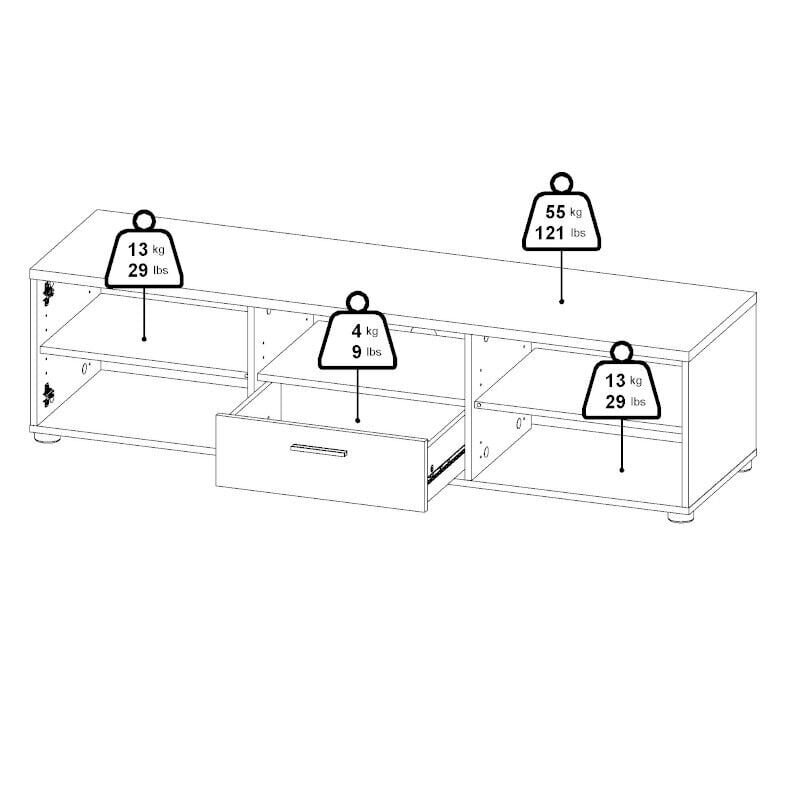 TV laud Aatrium Media, 147,2x39x38 cm, valge hind ja info | TV alused | kaup24.ee