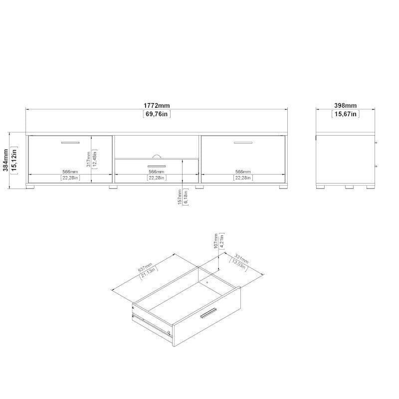 TV laud Aatrium Media, 177,2x39x38 cm, valge цена и информация | TV alused | kaup24.ee