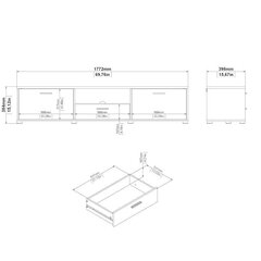 ТВ тумба Aatrium Media, 177,2x39x38 см, черный цена и информация | Тумбы под телевизор | kaup24.ee