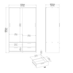 Kapp Aatrium Line, 121x60x200 cm, valge hind ja info | Kapid | kaup24.ee