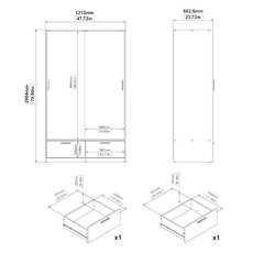 Kapp Aatrium Line, 121x60x200 cm, valge hind ja info | Kapid | kaup24.ee