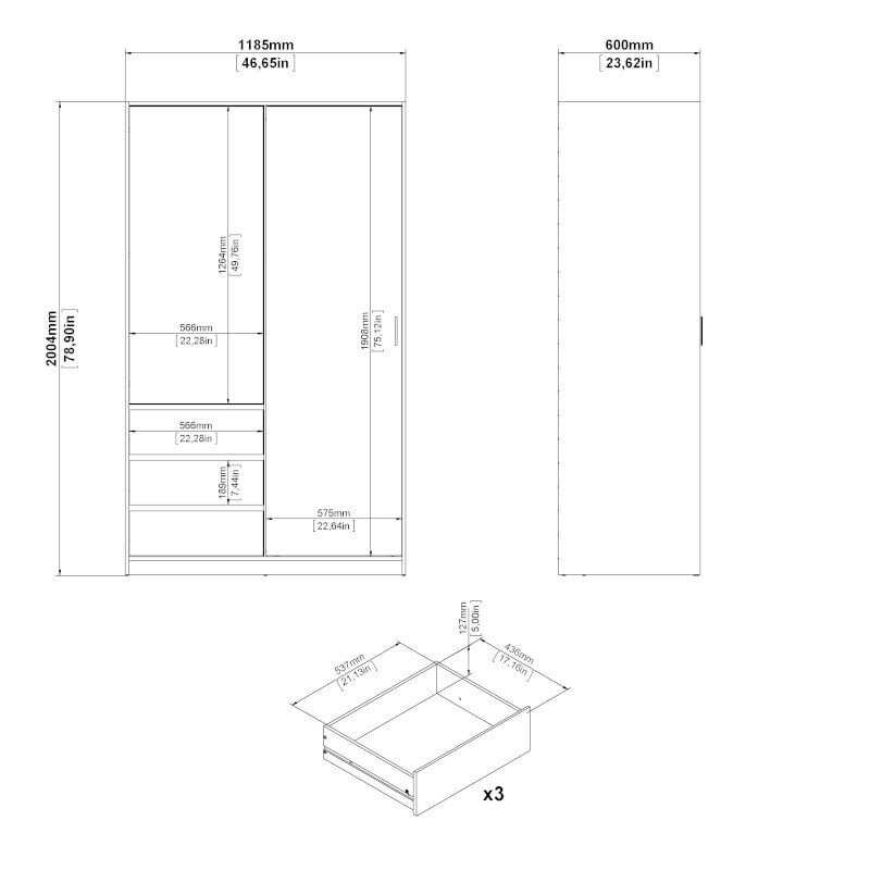 Kapp Aatrium Naia, 118x60x200 cm, pruun hind ja info | Kapid | kaup24.ee