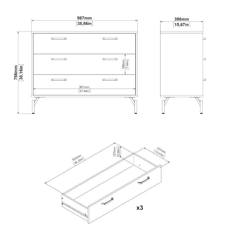 Kummut Aatrium Dana, 98x39x76 cm, must hind ja info | Kummutid | kaup24.ee