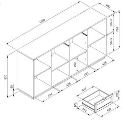 Комод Aatrium Flores, 180x40x87 см, белый цена и информация | Комоды | kaup24.ee