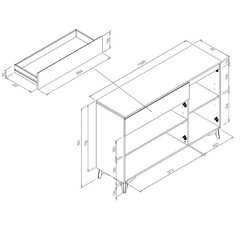 Комод Aatrium Bertrix, 133x40x92 см, белый цена и информация | Комоды | kaup24.ee