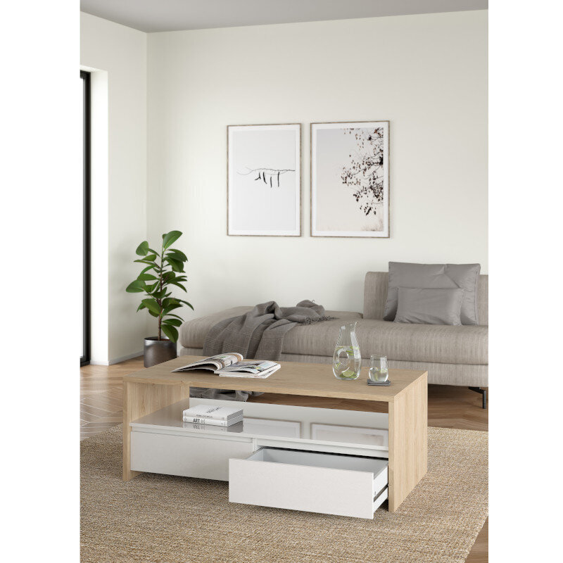 Kohvilaud Aatrium Next, 120x60 cm, valge/pruun цена и информация | Diivanilauad | kaup24.ee