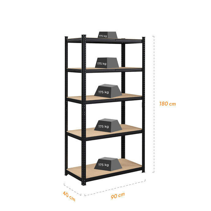 Hoiuriiulid 180x90x40 Pro Must hind ja info | Riiulid tööriistadele | kaup24.ee