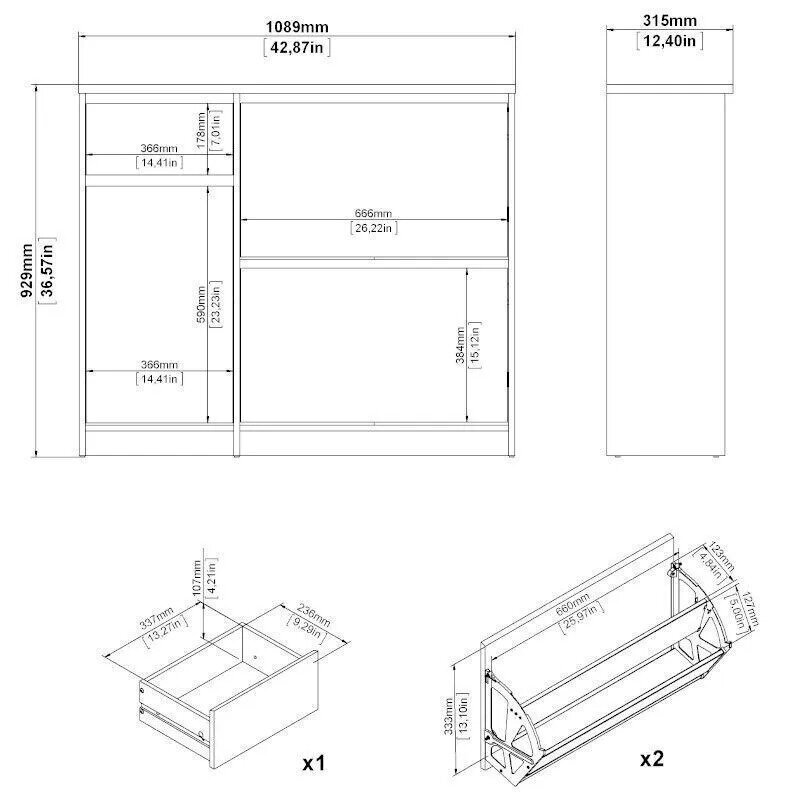 Kingakapp Aatrium Naia, 109x31,5x93 cm, must цена и информация | Jalatsikapid, jalatsiriiulid | kaup24.ee