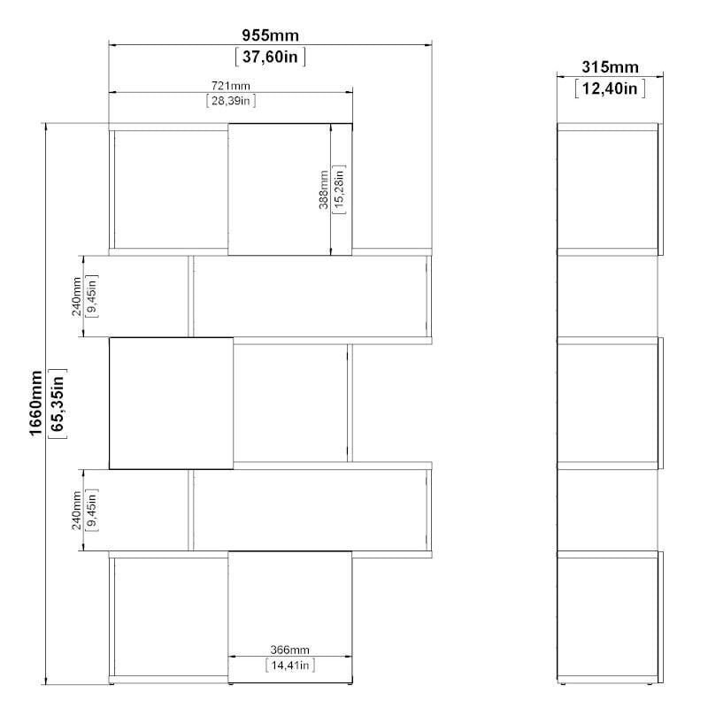 Riiul Aatrium Maze, 95x31x166 cm, pruun/must hind ja info | Riiulid | kaup24.ee