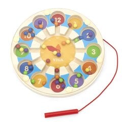 Деревянные развивающие часы - магнитный лабиринт Viga цена и информация | Развивающие игрушки | kaup24.ee