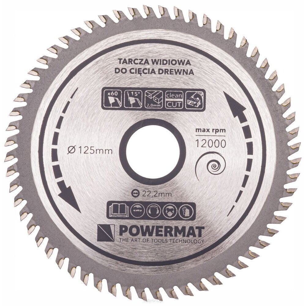 Ketassae tera puidu lõikamiseks, Powermat, 60 x 22,20 x 125 mm hind ja info | Elektrilised saed, mootorsaed ja tarvikud | kaup24.ee