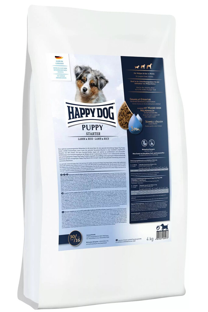 Happy Dog Puppy Starter Lamba & Riisiga, 4kg цена и информация | Kuivtoit koertele | kaup24.ee