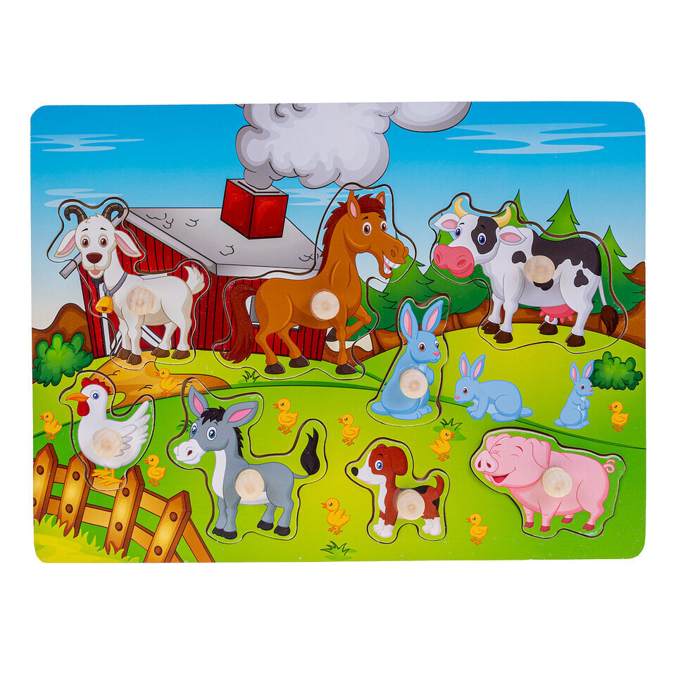 Puidust pusle Smily Play Farm hind ja info | Imikute mänguasjad | kaup24.ee